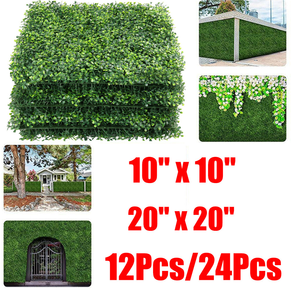 10″x10″ 20″x20″ Artificial UV Boxwood Mat Wall Hedge W/ Ties Fake Grass Fence US