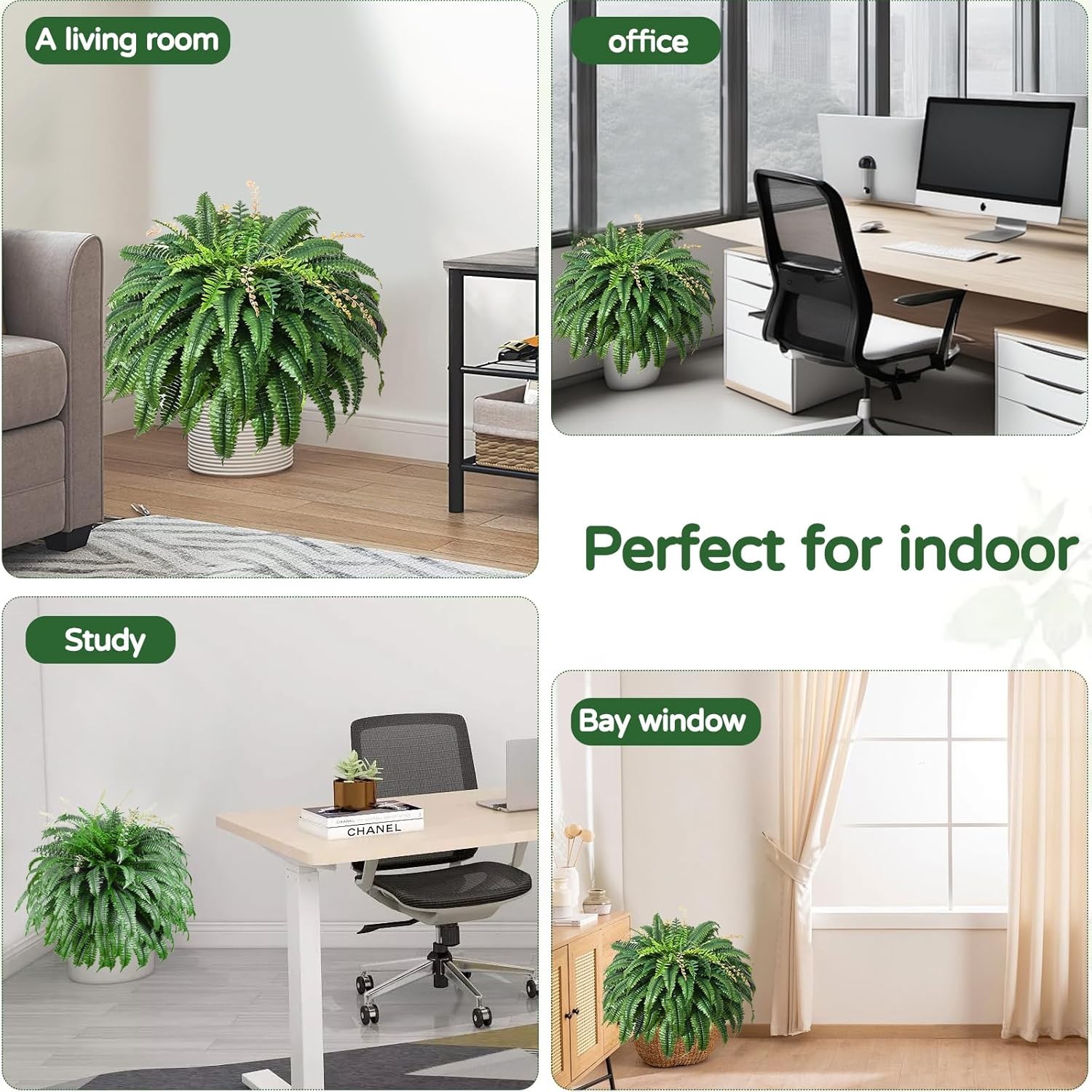 49” Artificial Ferns for Outdoors Planter 128 Leaves per Fern Set of 2 Large