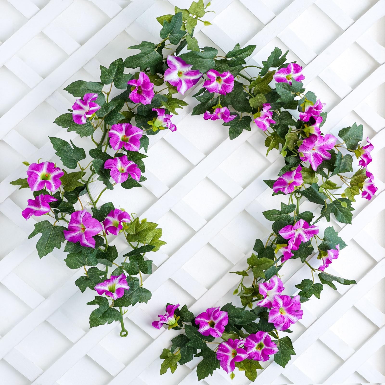 Artificial Petunias Flower Vines Garland 6 Feet Purple Faux Morning Glory Sil…