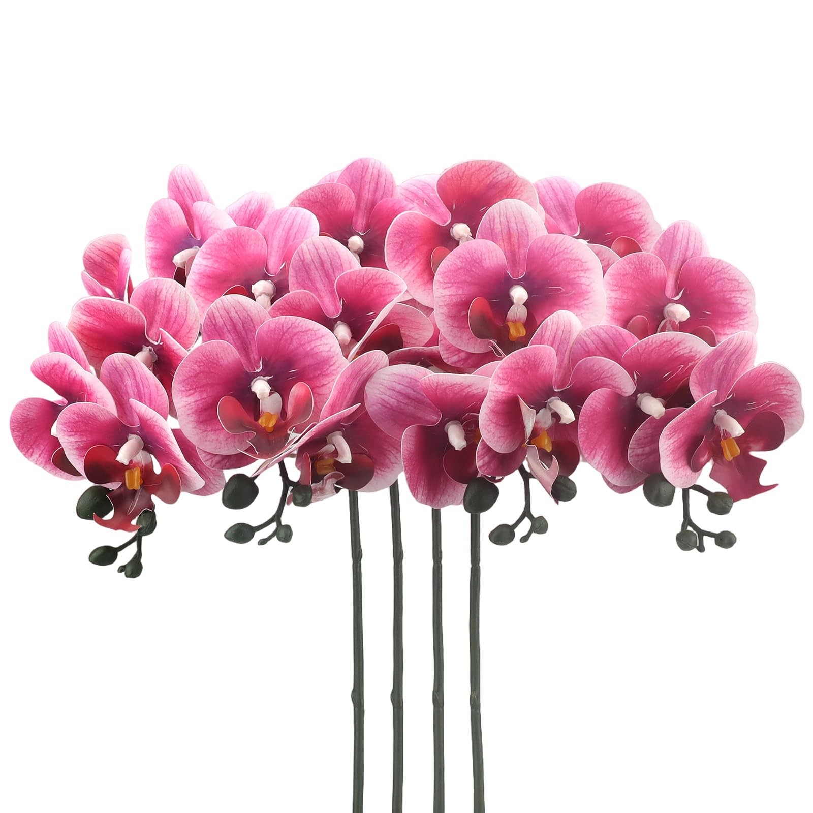 4Pcs Artificial Orchid Faux Phalaenopsis Fake Flowers Stem Real Touch for Hom…