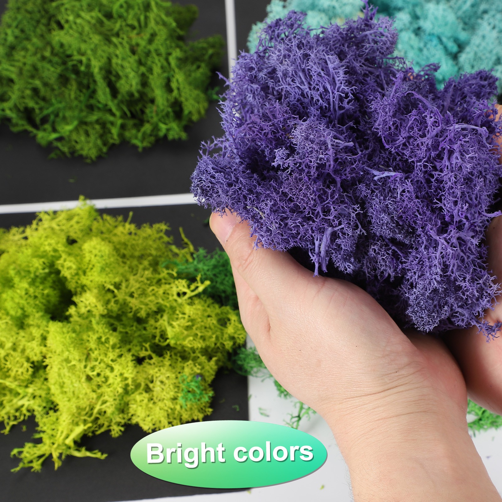14oz Fake Preserved Reindeer Moss, Light Green/Dark Green/Green/White