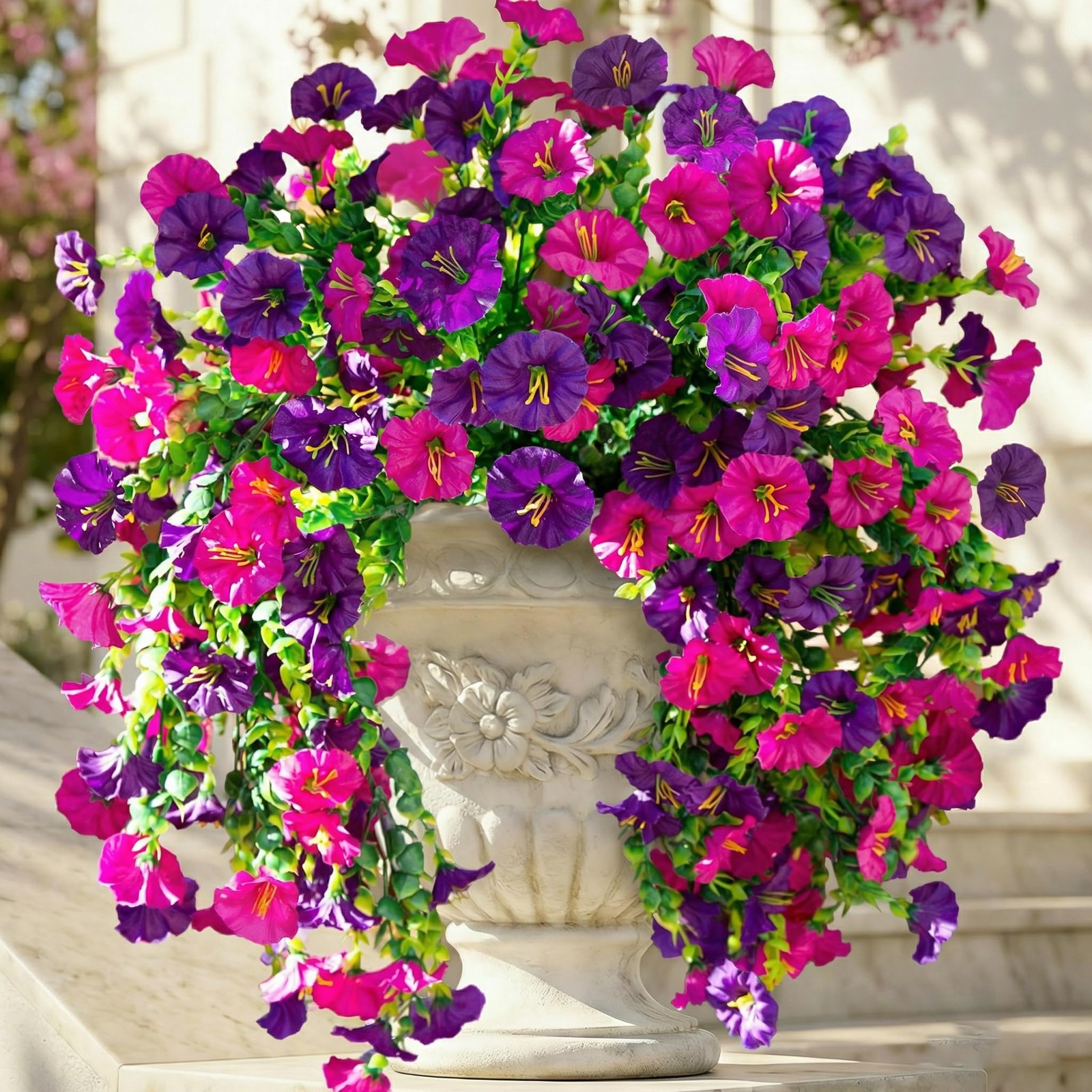 Ivydale 2 PCS Artificial Hanging Flowers Fake Plants Outdoor,Silk Morning Glo…