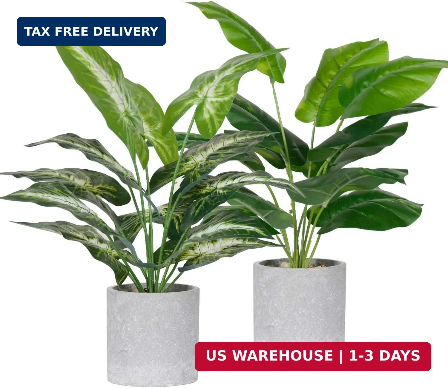 Der Rose 2 Pack 16″ Indoor Fake Plants Sage Green for Office Desk Decor | Tropic
