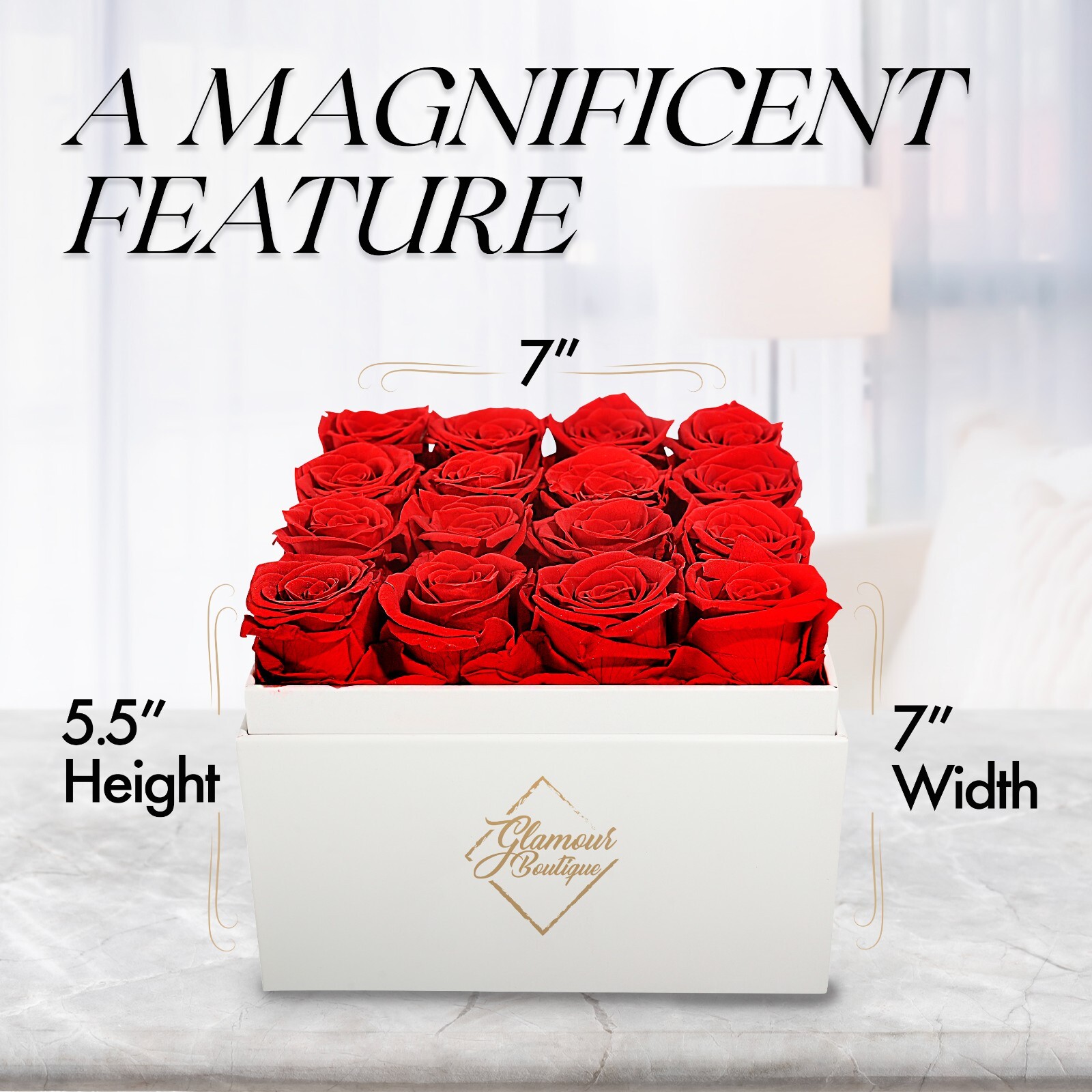 Glamour Boutique 16-Piece Forever Rose Acrylic White Gift Box – Preserved Roses