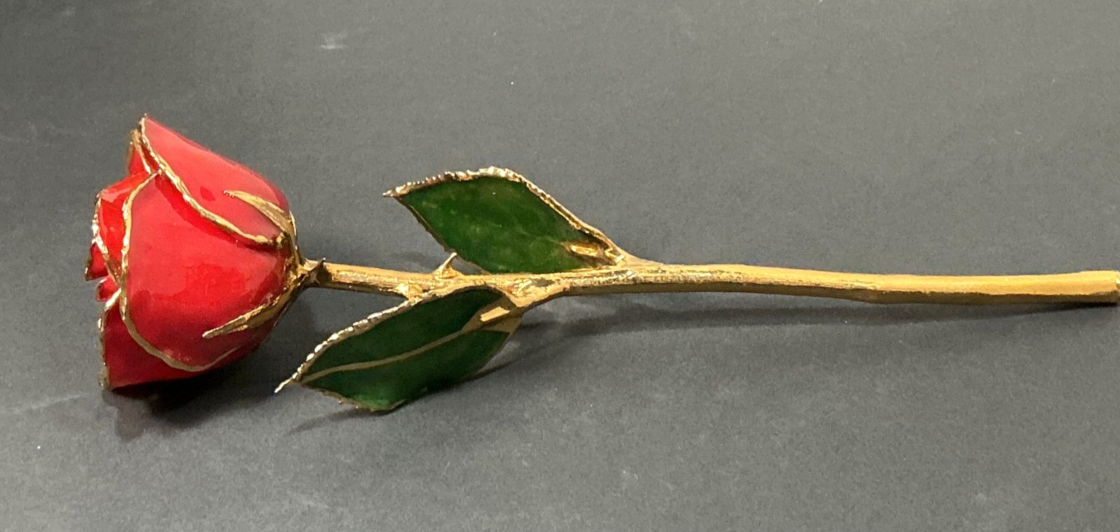 24k & Enamel Preserved Real Red Rose With Thorns Forever Keepsake