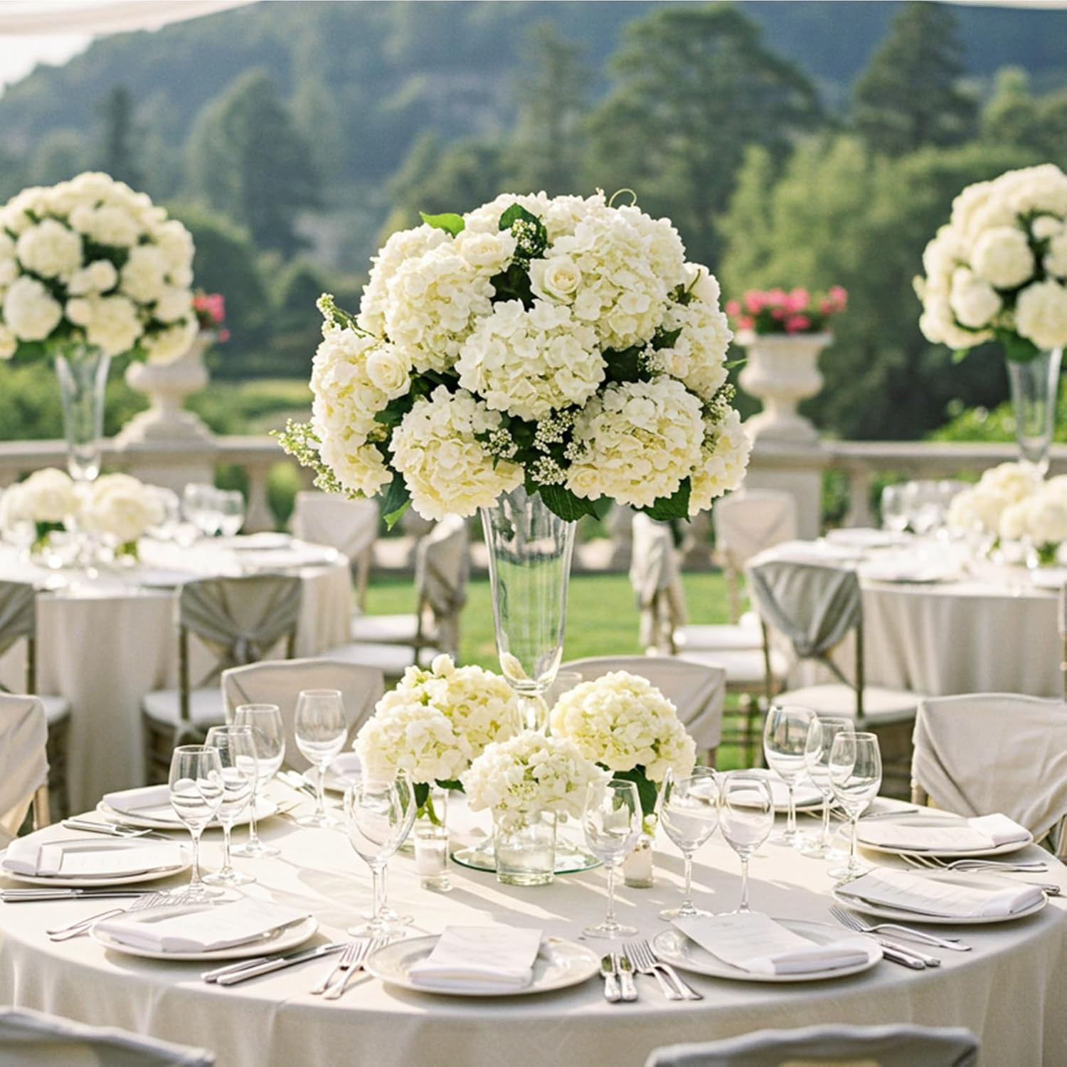 404PCS Champagne Hydrangea Silk Flowers for Wedding & Home Decor