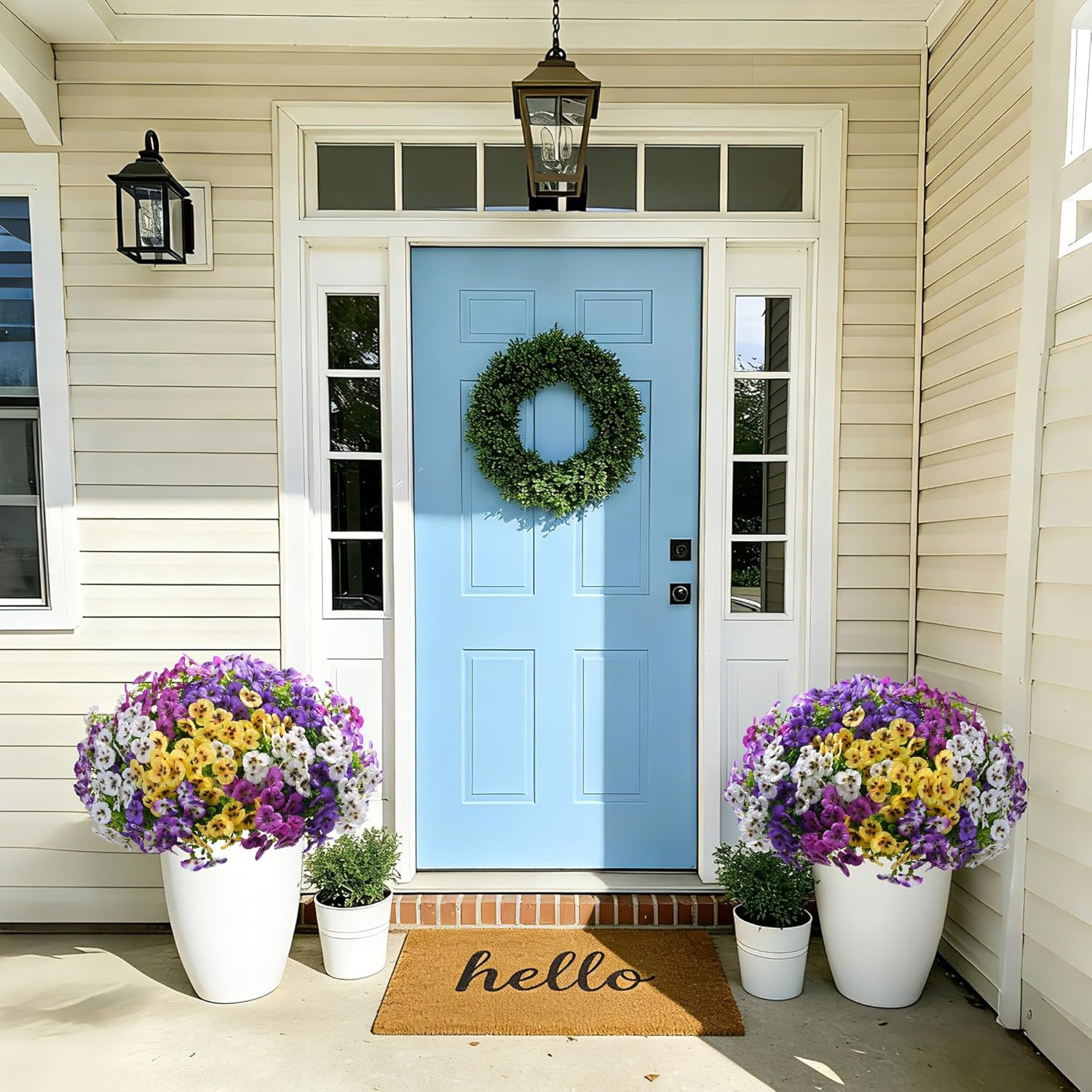 20PCS Artificial Fake Pansy Flowers for Outdoor Spring Summer Decor, Faux Silk M