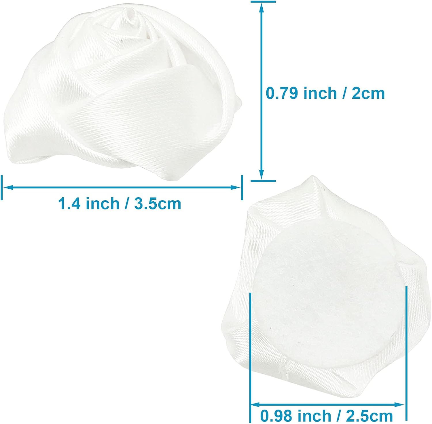 50Pcs Satin Ribbon Rose 4D Handmade Fabric Flowers 1.4″ for DIY Wedding Bouquet