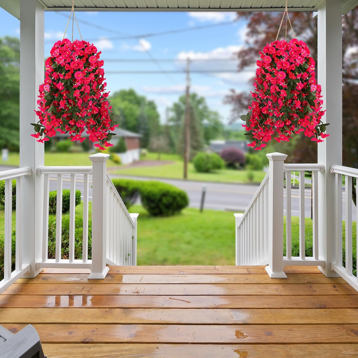 Artificial Fake Hanging Flowers Plants for Outdoor Outside Spring Summer Decorat