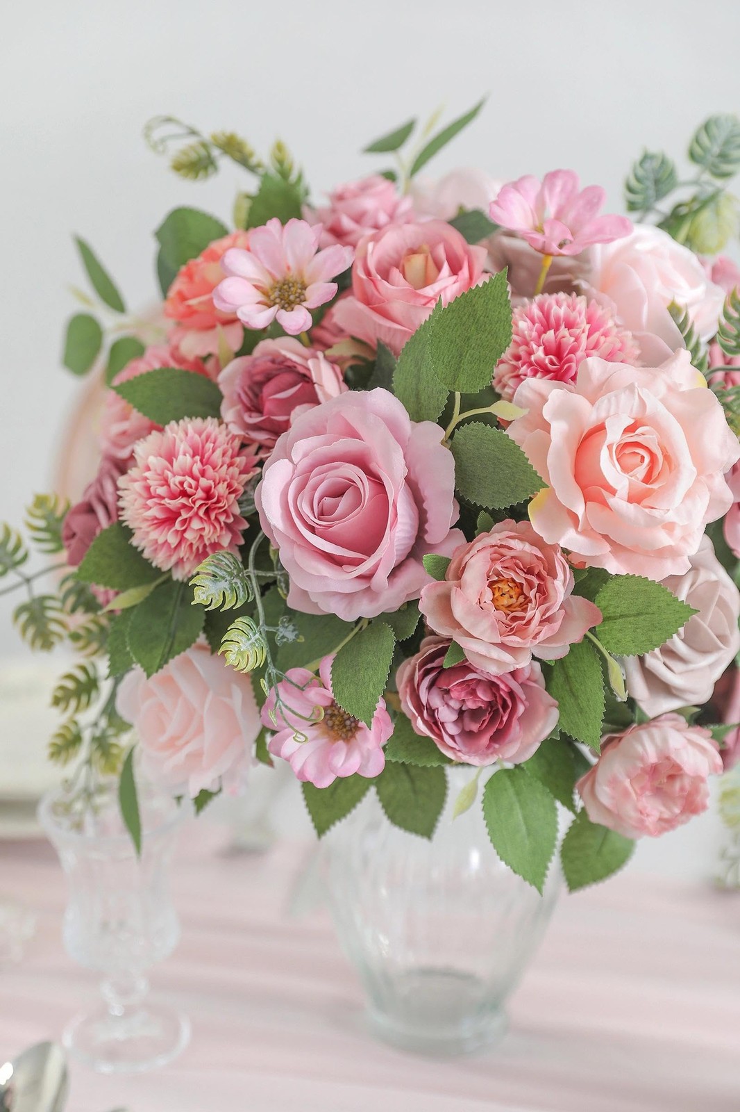 Dusty Pink Artificial Silk Flowers Combo DIY Wedding Bouquet Table Decor