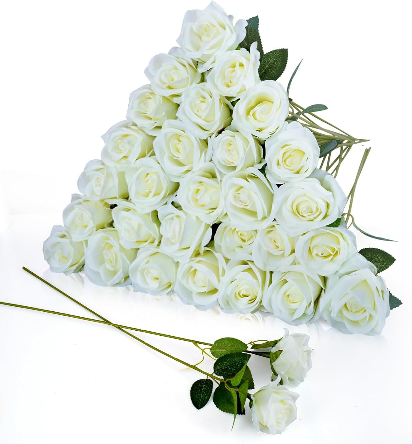 30Pcs Fake Roses Artificial Silk Flowers Long Stems Bouquet for Wedding Bridal S