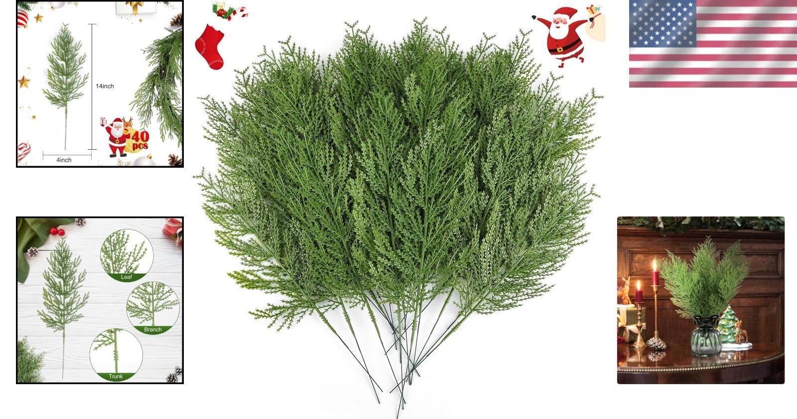 40 Pcs Artificial Cedar Picks Faux Cedar Branches Fake Cypress Stems Plastic …
