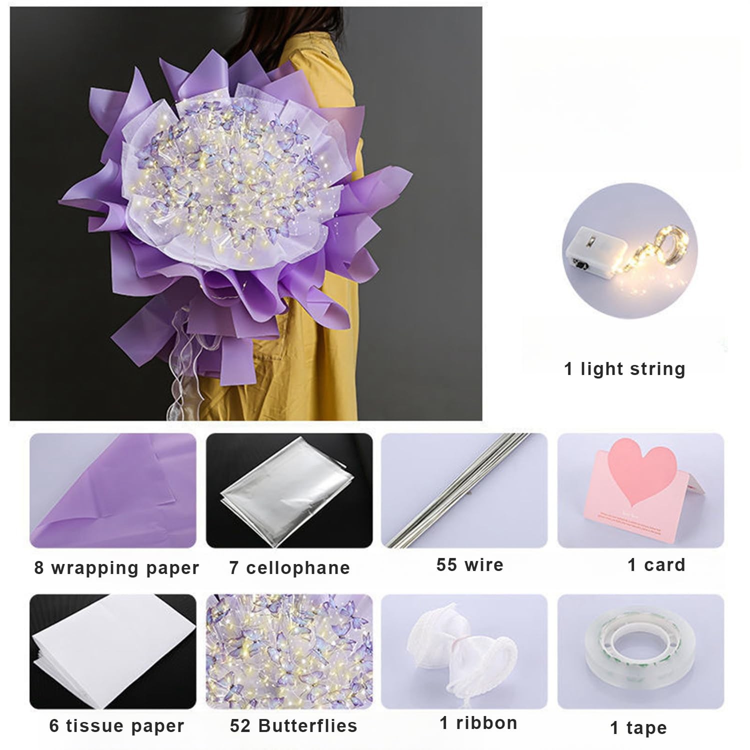 Butterfly Flower Bouquet,Butterfly Flower Bouquets with LED String Lights,DIY…