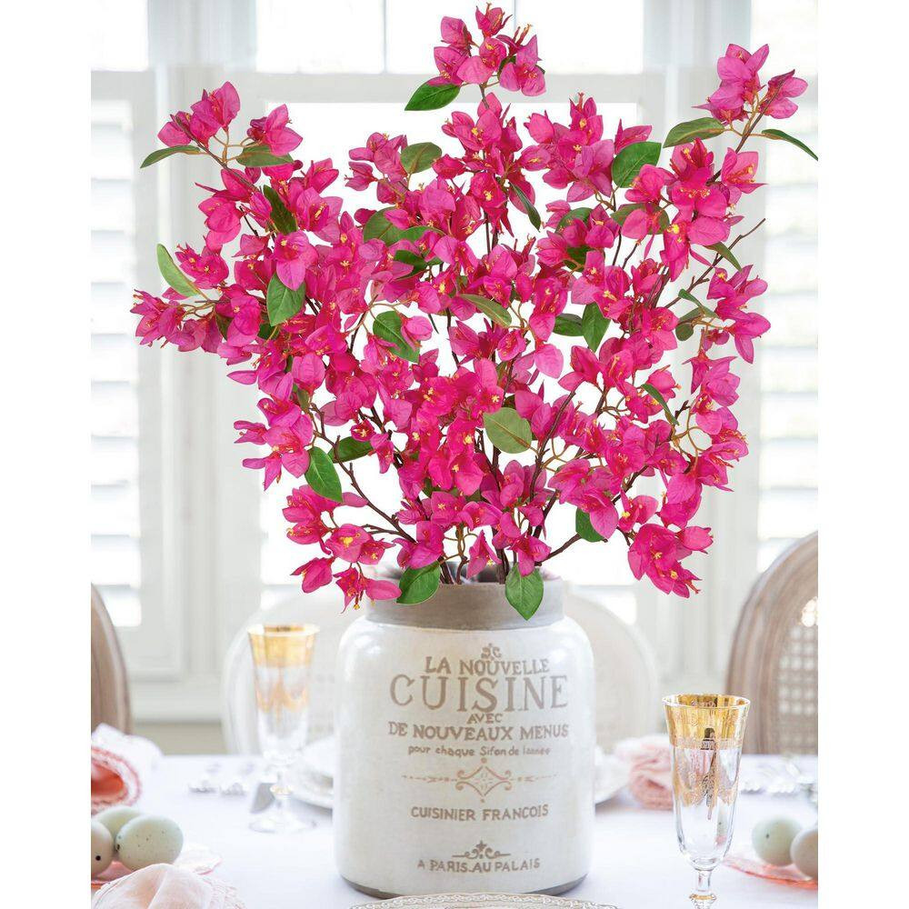 Fuchsia Artificial Bougainvillea Branch Stem 37. 4In Silk Flowers 3Pcs Pack for