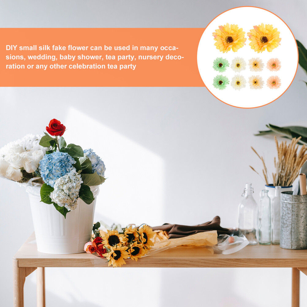 10pcs Fake Flower Heads Artificial Flowers Heads Flower Embellishments