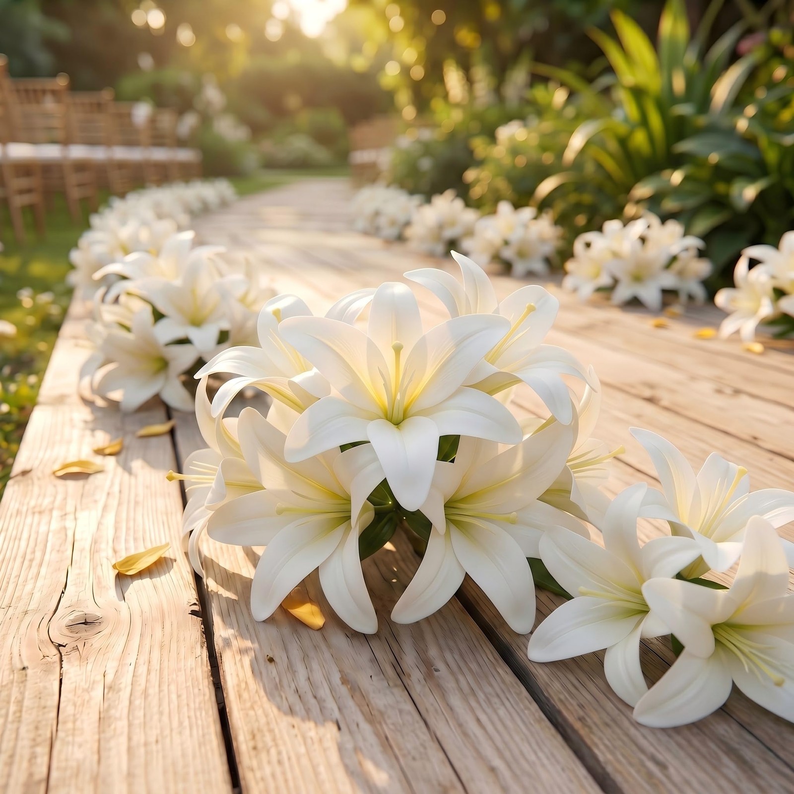 60PCS 6″ Large Fake Lilies Flower Heads with Realistic Stamens(No stem), Arti…