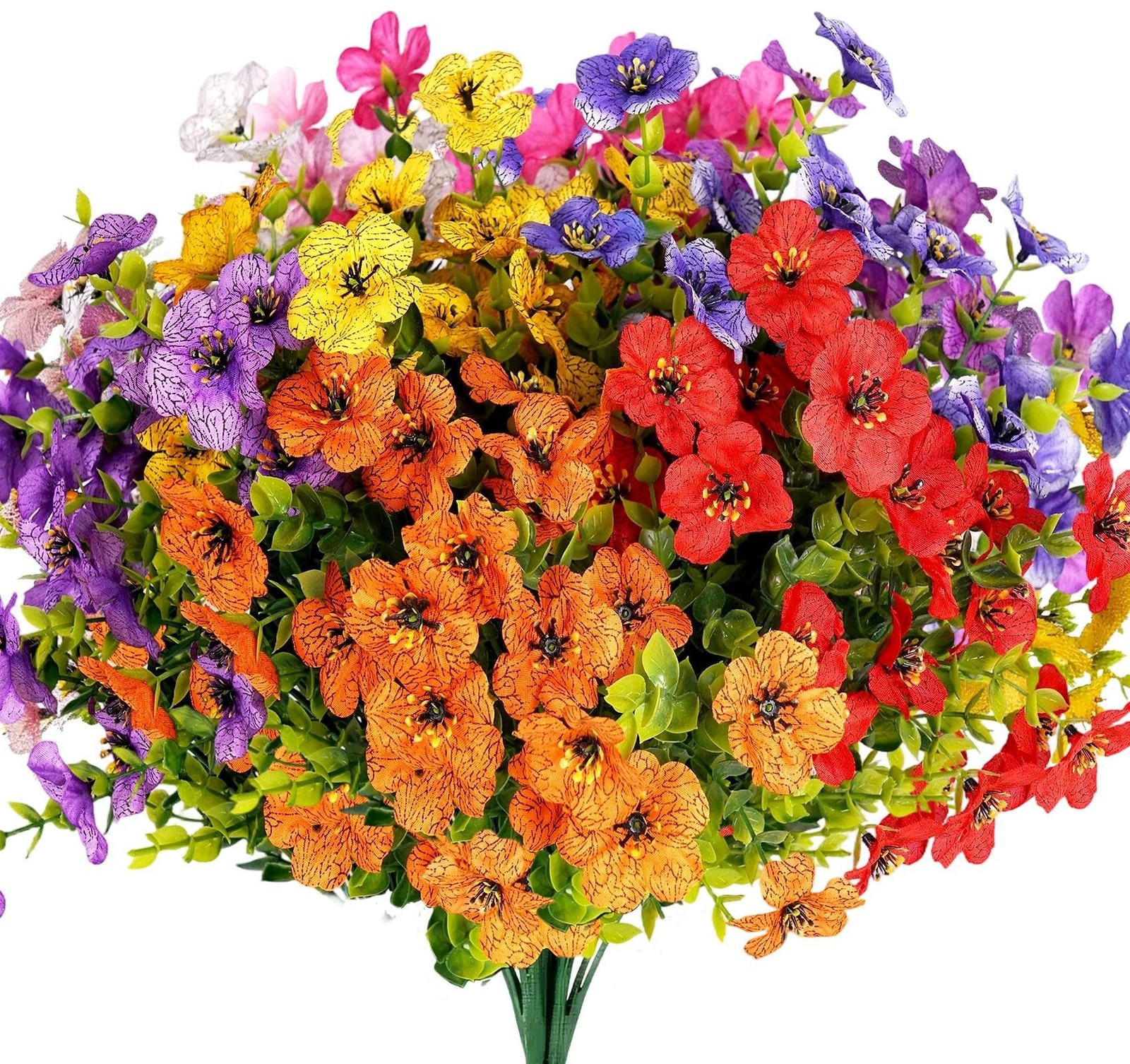 9 Bundles Artificial Flowers for Outdoors, 13.8in UV Resistant Silk Violets O…