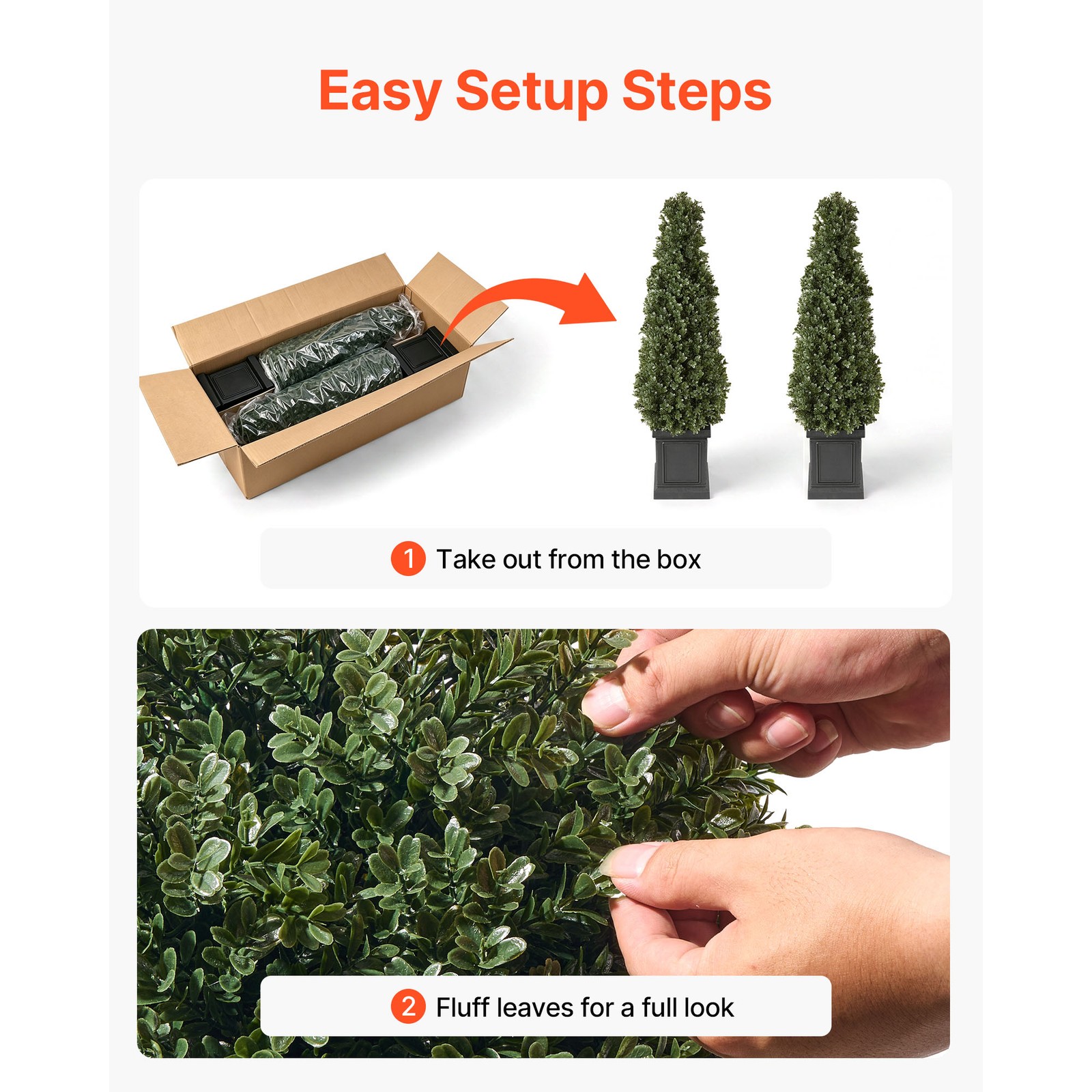 Uimoso Artificial Boxwood Topiary 3.3 Ft Set of 2 with Durable Pot Greenery PE