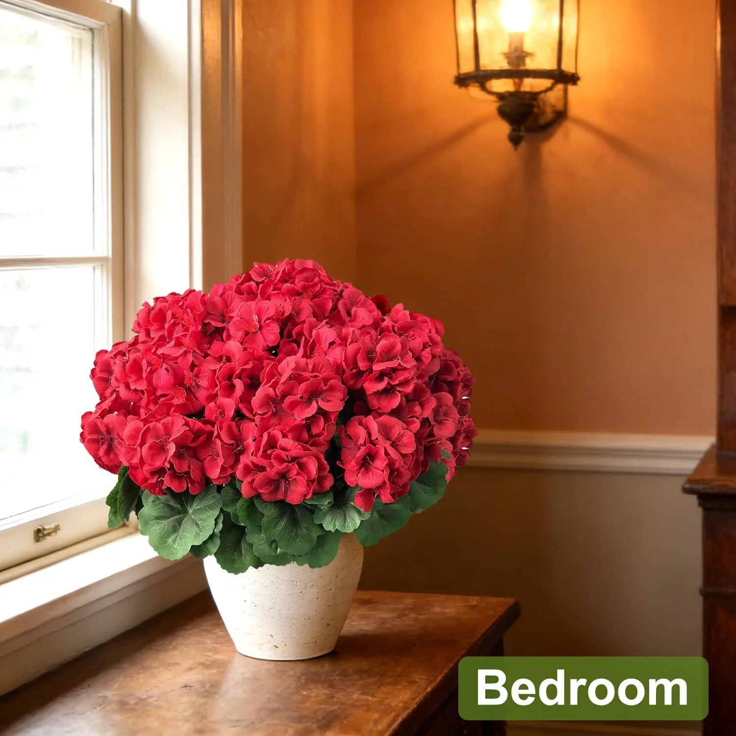 4 Bundles Artificial Geranium Flowers for Outdoors Silk Geranium Flowers Outdoor