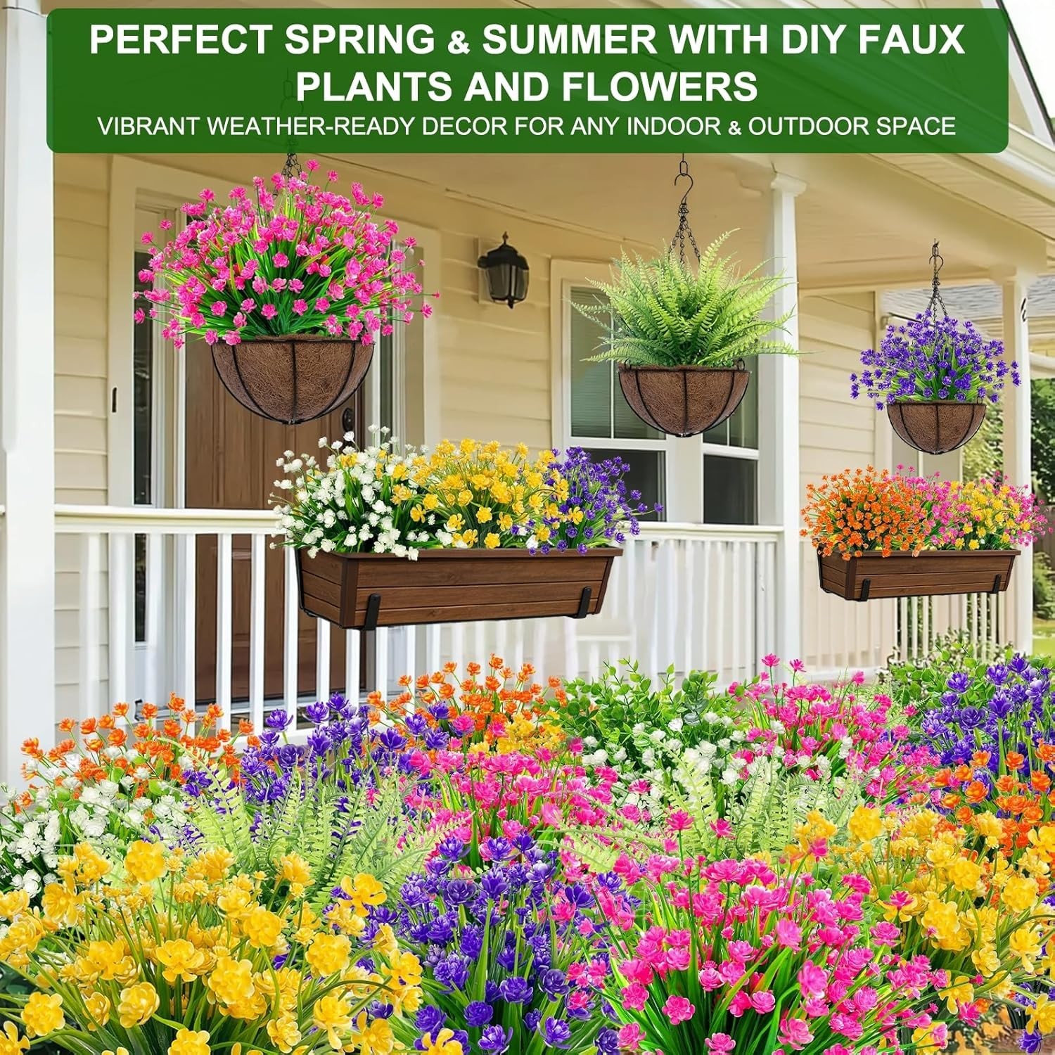 Waterproof & Fade-Proof 20 Bundles Artificial Flowers for Gardens and Funerals