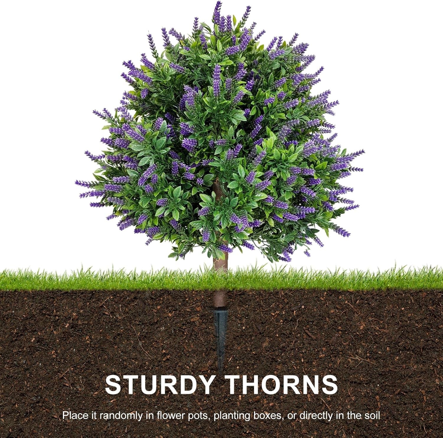 Artificial Lavender Topiary Ball for Outdoors, Set of 2 Boxwood Plant Tree With