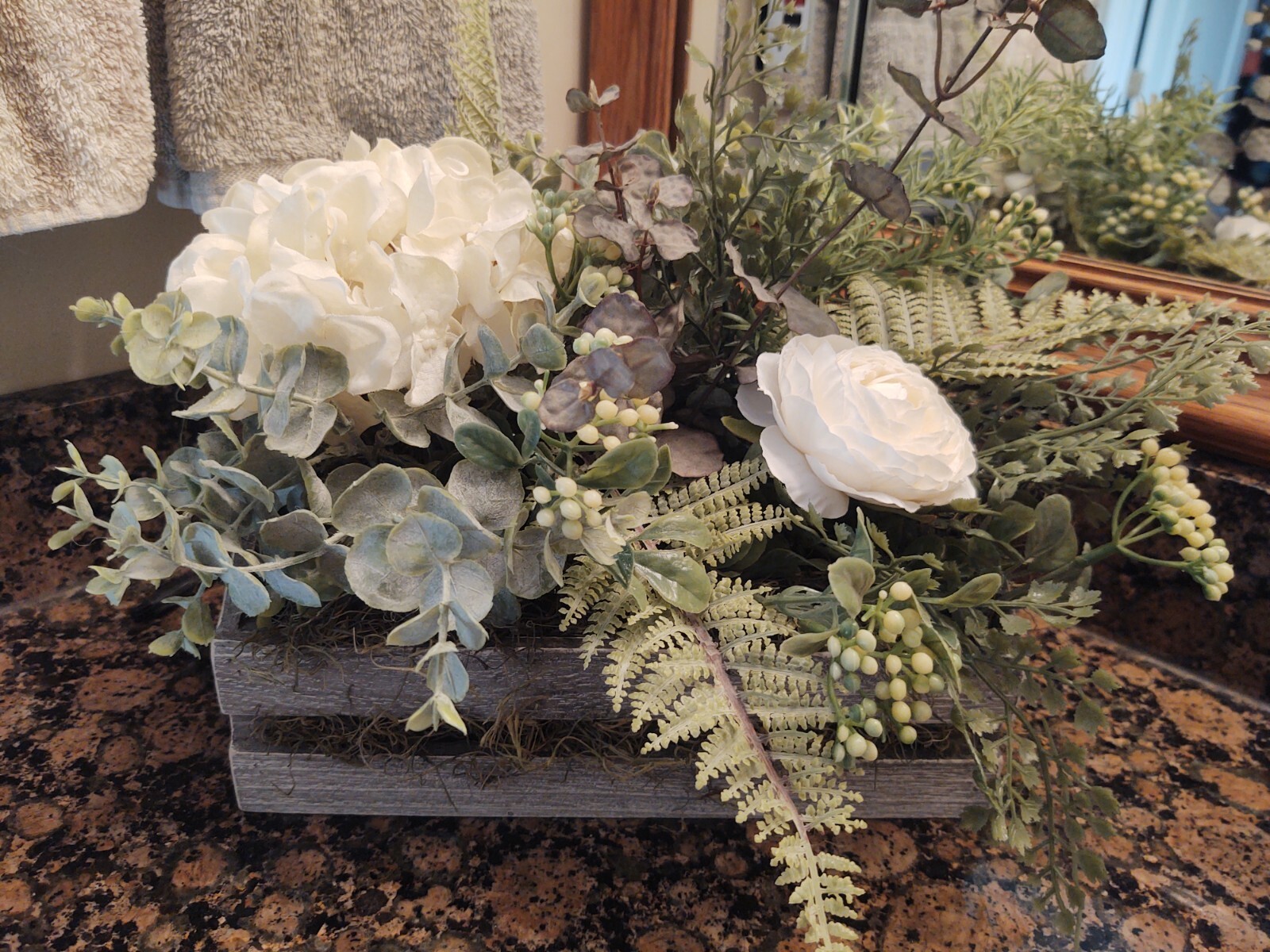 Floral Arrangement, Housewarming Gift, Flower Arrangement Wooden Box, Home Decor