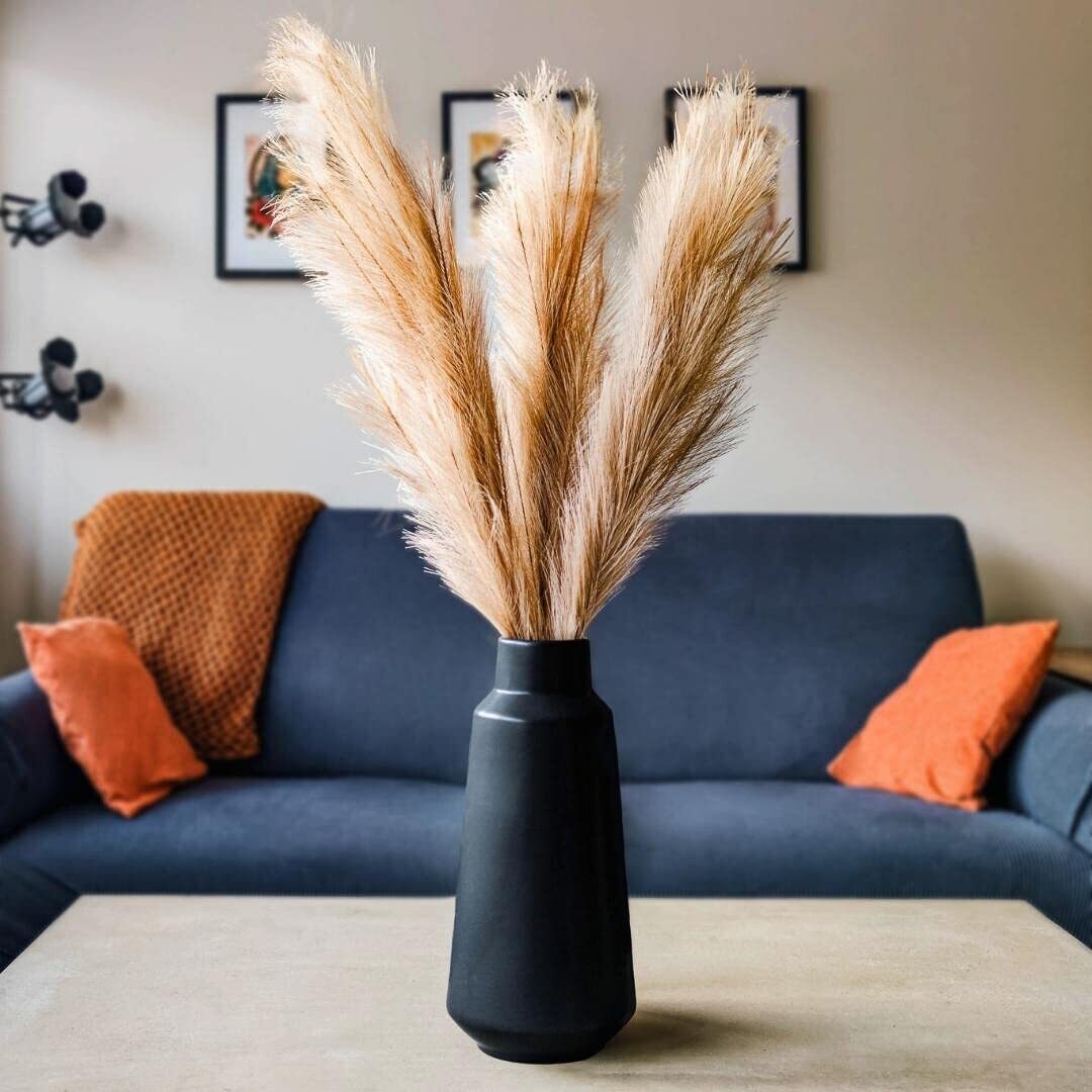 Faux Pampas Grass Decor Tall Set of 3 Stems 42 Inches Boho Large Artificial