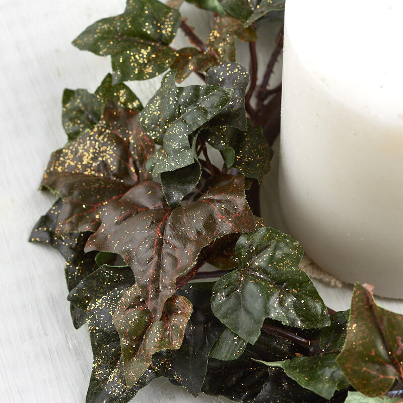 Factory Direct Craft Glittered Artificial Grape Leaf Candle Rings – 4 Rings