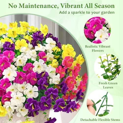 Look Real Artificial Flowers for 12 Bundles Fushia&purple&red&yellow&rose Red