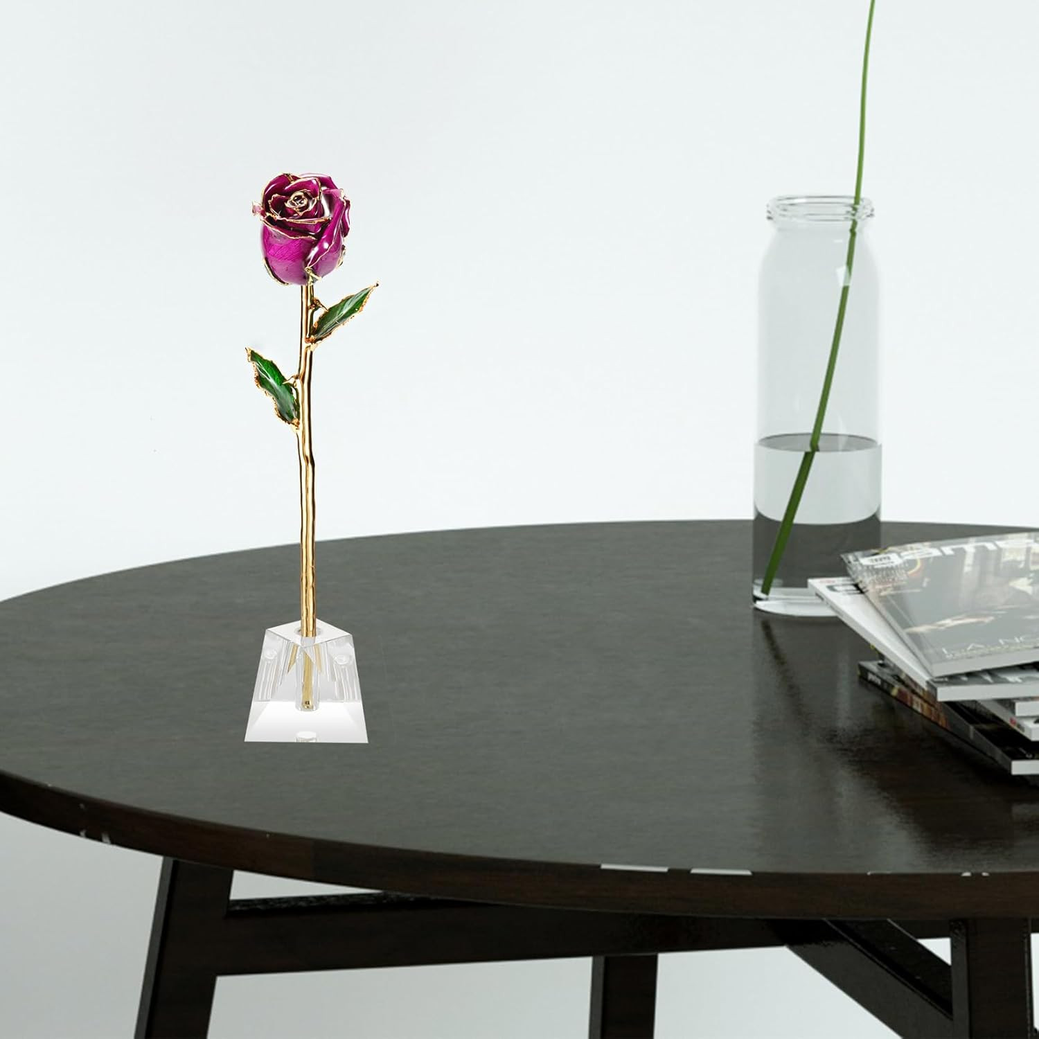 Gold Dipped Real Rose with Crystal Stand – Perfect Wedding Gift for Her