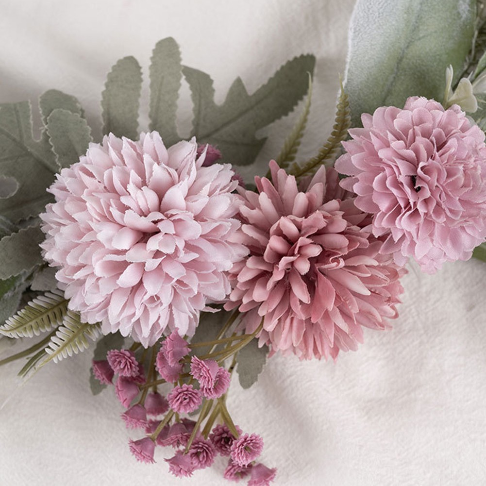 41cm Door Wreath with Dahlia and Green Leaves for Indoor and Outdoor Use