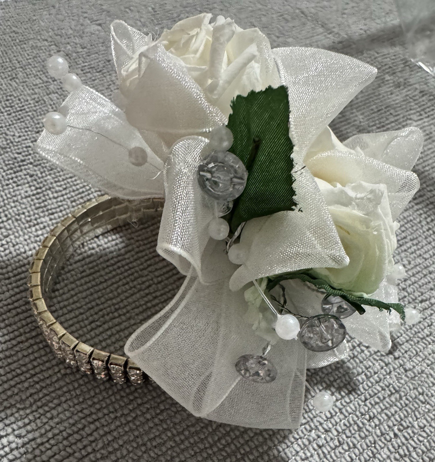 Verdissimo’s Corsage -Wristlet: Prom Bride Bridesmaid | 5 Preserved Baby Roses!