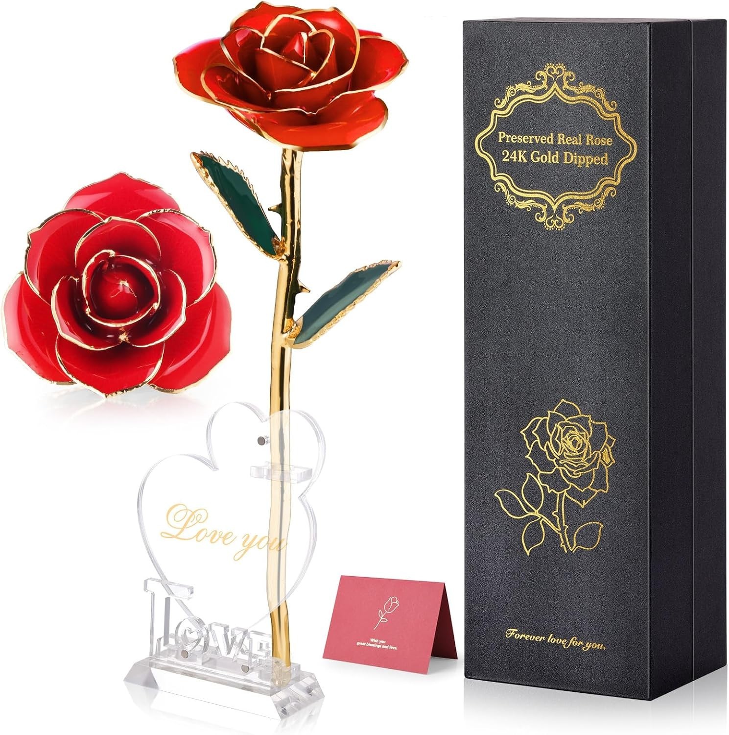 Valentine Gift Real Rose Dipped 24K Gold ，Best Valentines Rose Gift for Her Wife