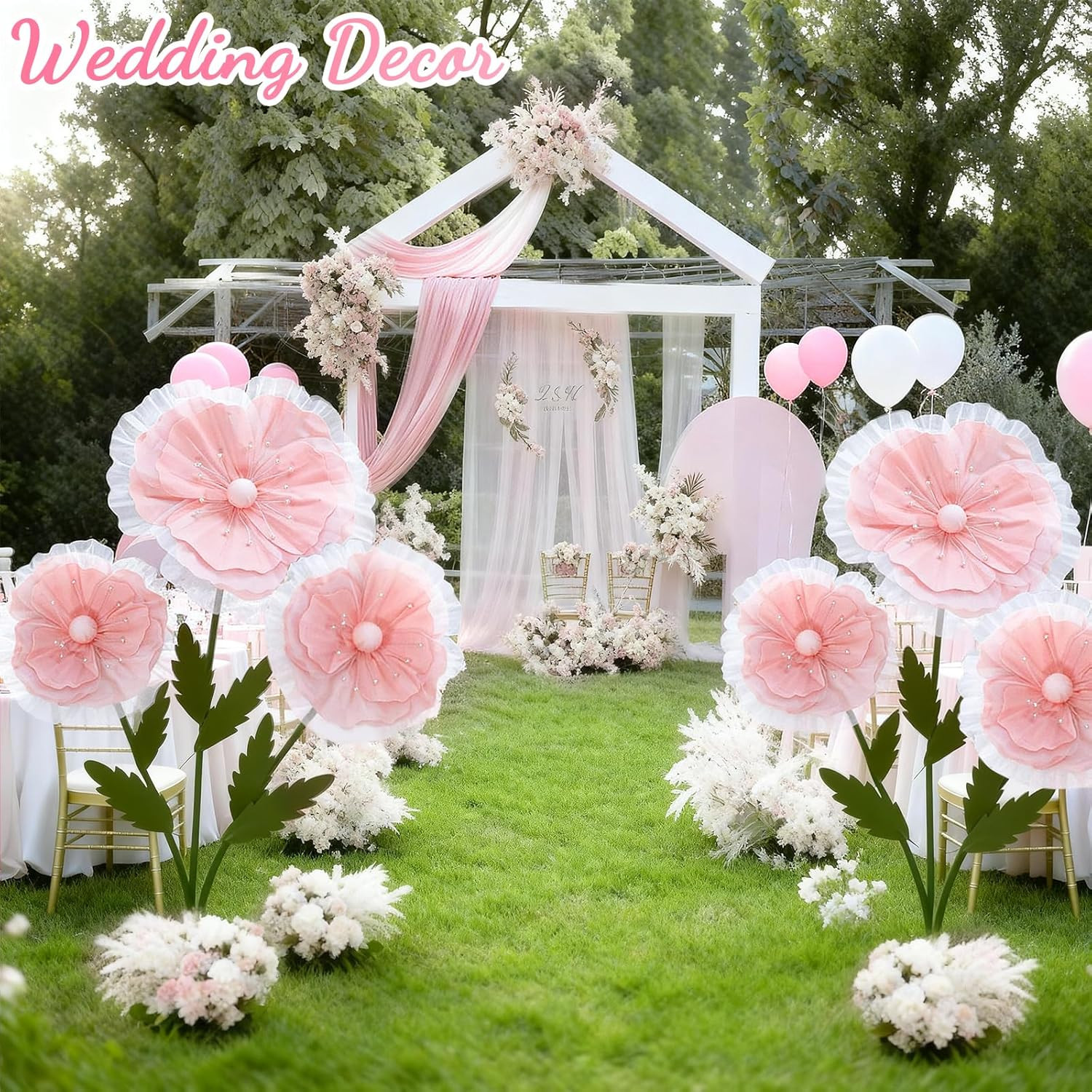 Giant Pink Silk Flowers – 3PCS 5.9Ft Decor for Weddings & Events