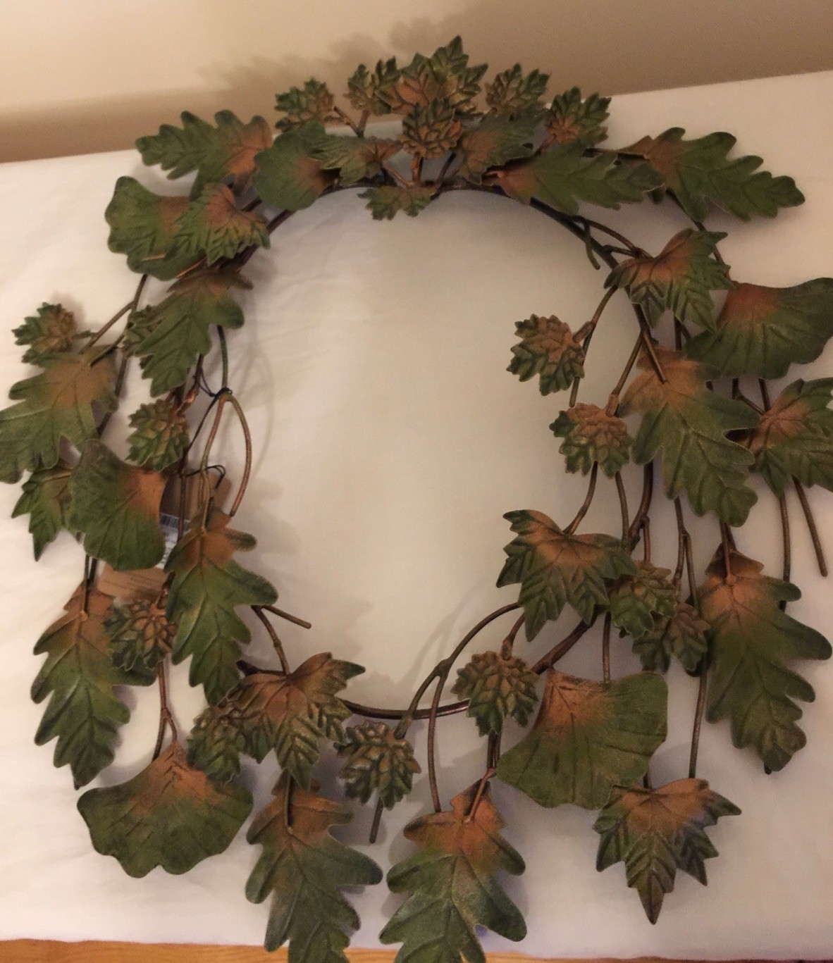 NWD Green Metal Evergreen Enterprises Leaf Wreath Wall Decor 20” H X 18” W