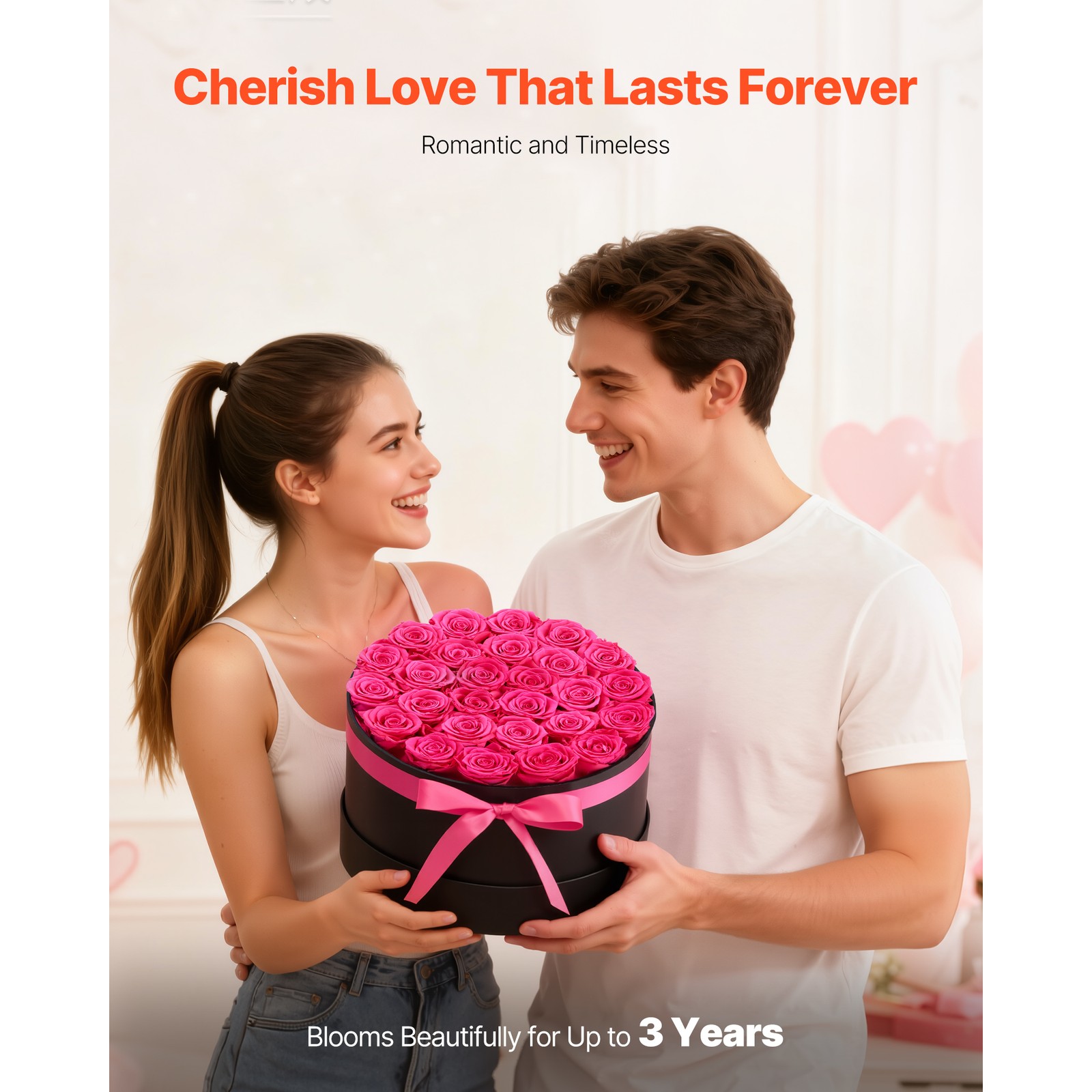 Uimoso 27 Preserved Roses in Round Box – Long-Lasting Red Bouquet