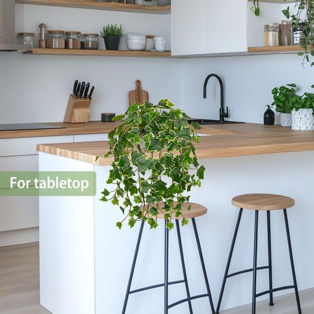 Fake Hanging Plants with Pots Artificial Potted Ivy Vine Greenery Wall Decor