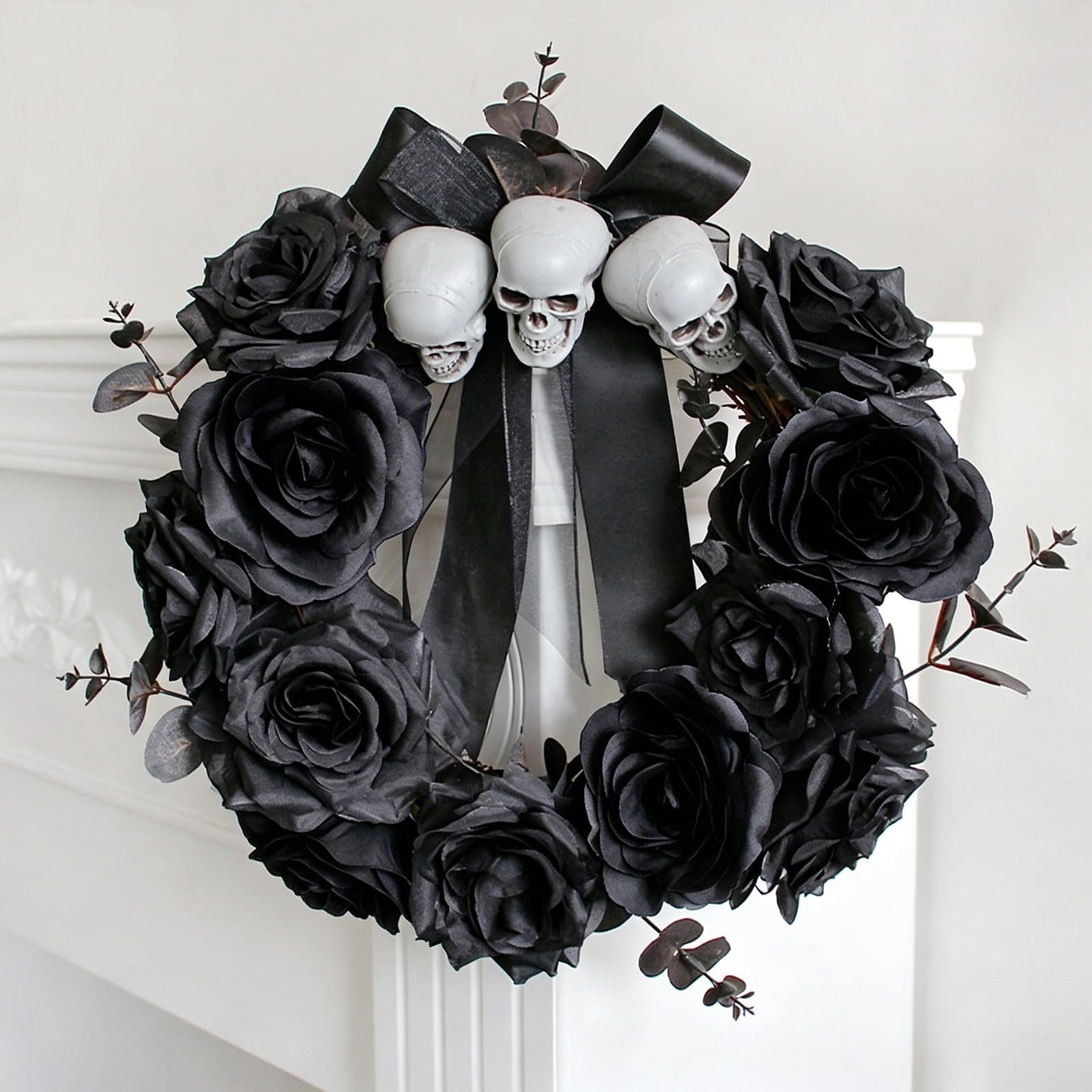 10pcs Black Faux Silk Roses for Bridal Bouquets, Wedding, Halloween & Home Decor