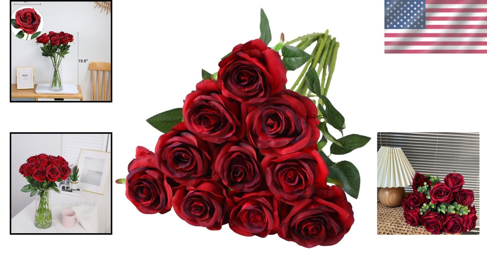 Beautiful 10pcs Gradient Wine Red Silk Roses – Perfect for Weddings and Home Use