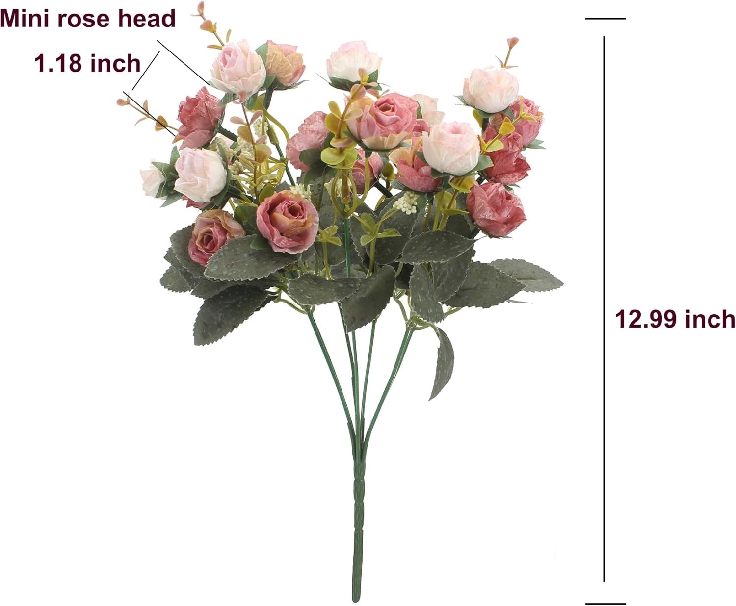7 Branch 21 Mini Rose Heads Artificial Flowers Bouquet Wedding Home