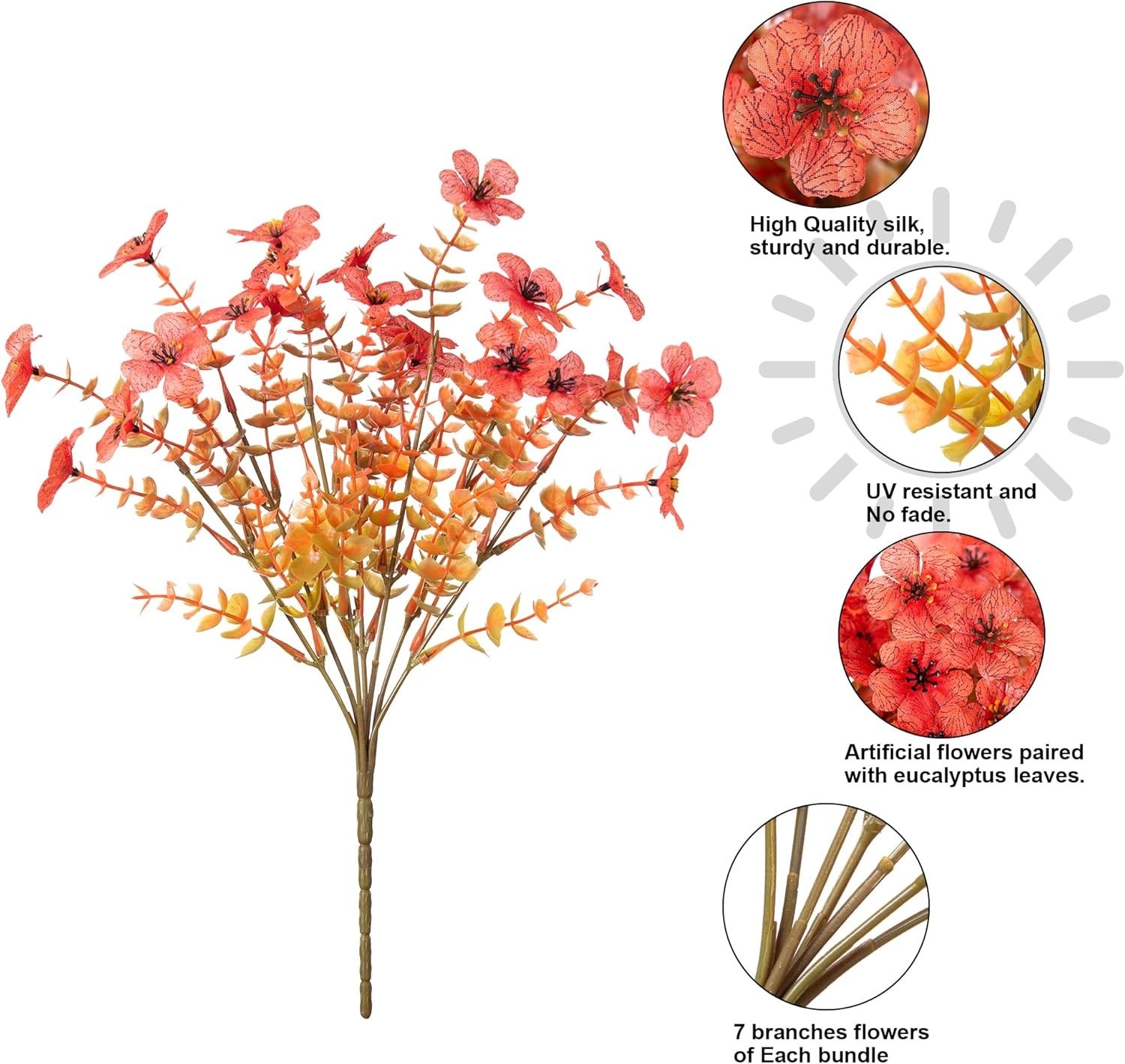 Artificial Fall Flowers Faux Mums for Outdoor Indoor Garden Home Decoration, …