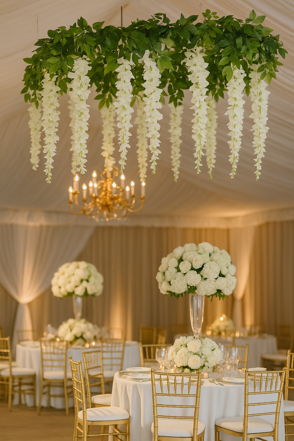 24PCS 72 Branches Wisteria Hanging Flowers Wedding Decor Garland Silk Flowers