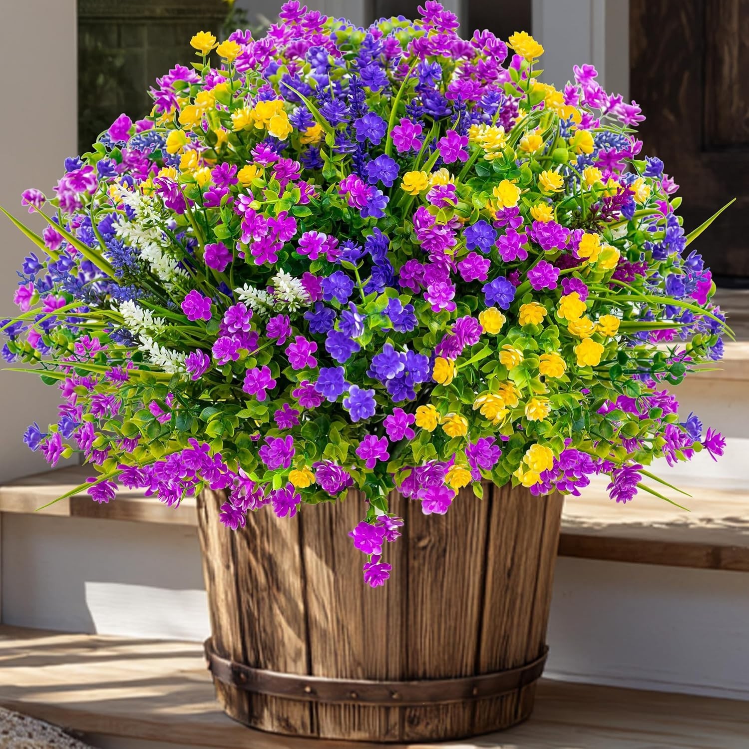 Lifelike Outdoor Faux Flower Bundles – 12 Colorful, UV Resistant Picks