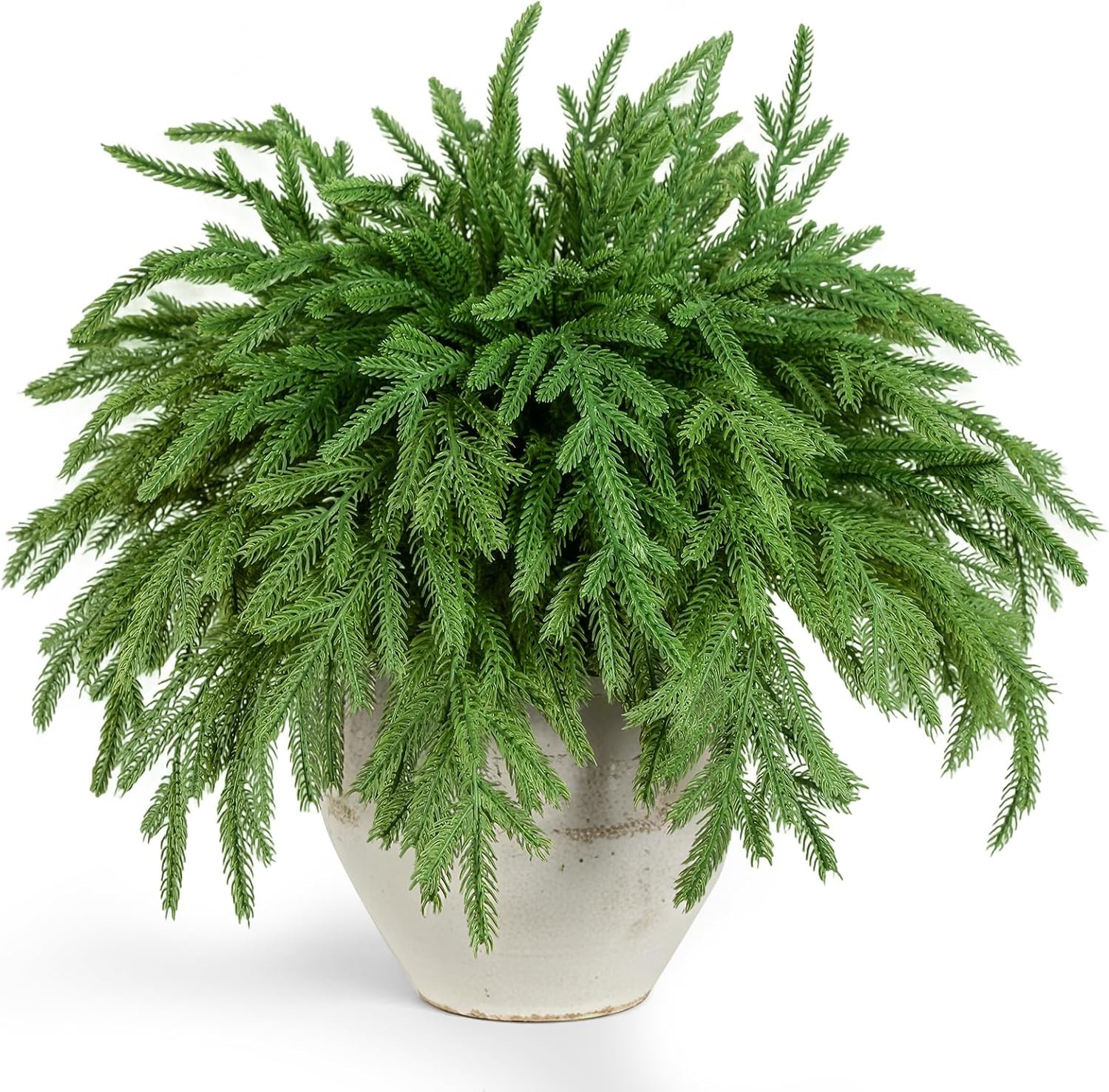 50 Pcs Artificial Norfolk Pine Stems, Real Touch Faux Greenery Picks for DIY Wre