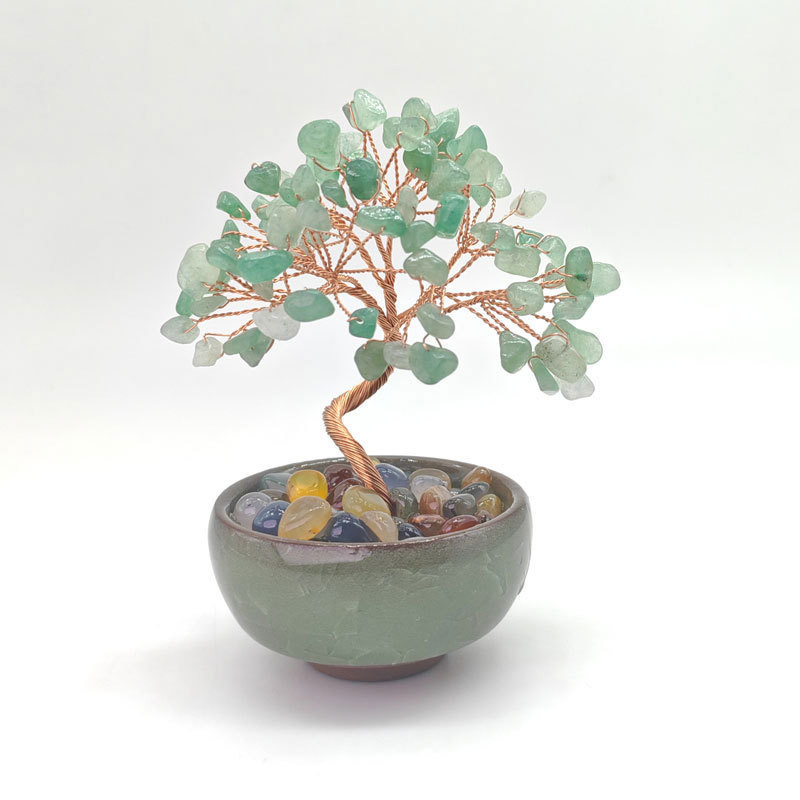 10cm Feng Shui Decoration Crystal Wealth Tree Ornament Handmade Crafts