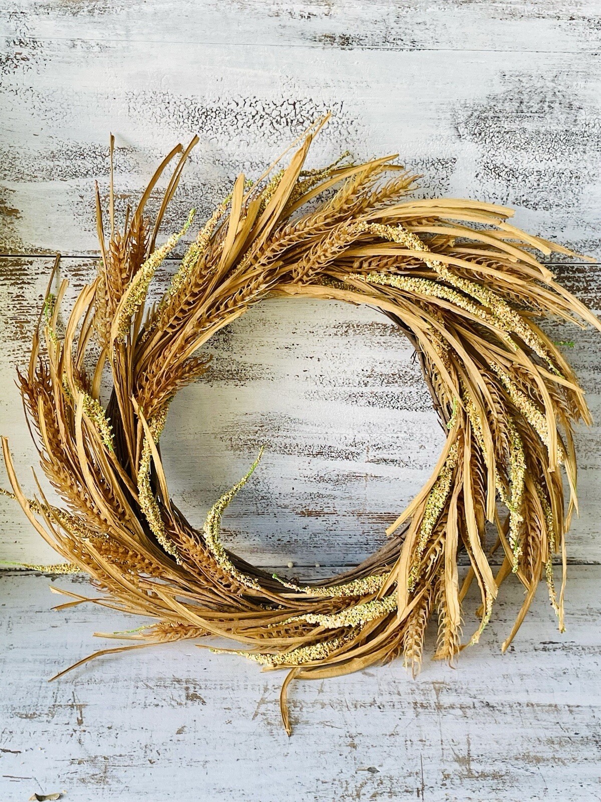 Wheat And Dried Grass Wreath Primitive Country Farmhouse