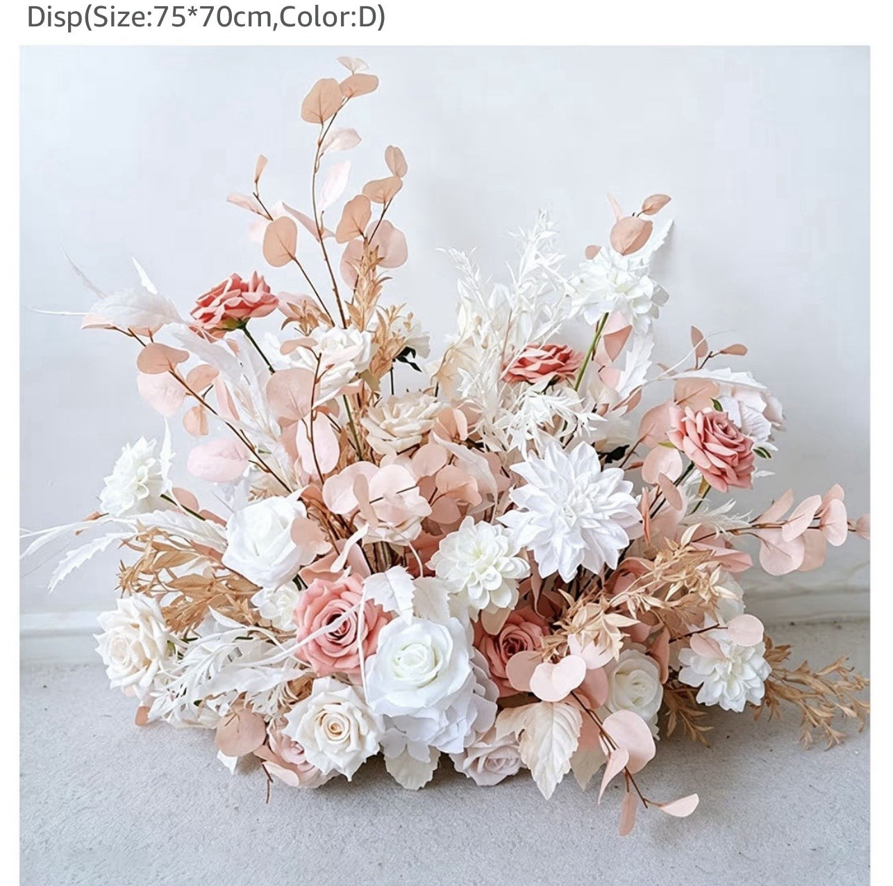 JQGADL Artificial Silk Rose Floral Wall Decor Wedding Backdrop 75x70cm Pink