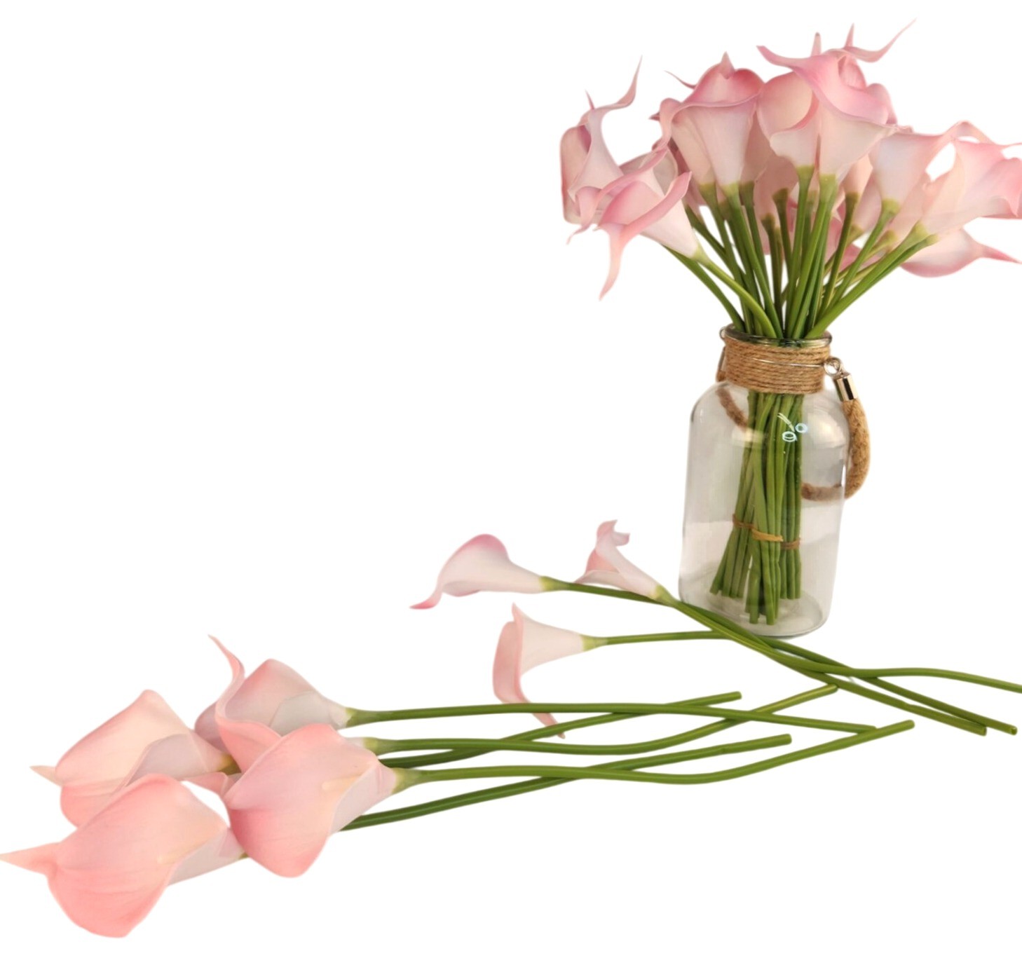 Blush Pink Faux Calla Lily Stems 15 Inch Wedding Artificial Flowers Spring Event