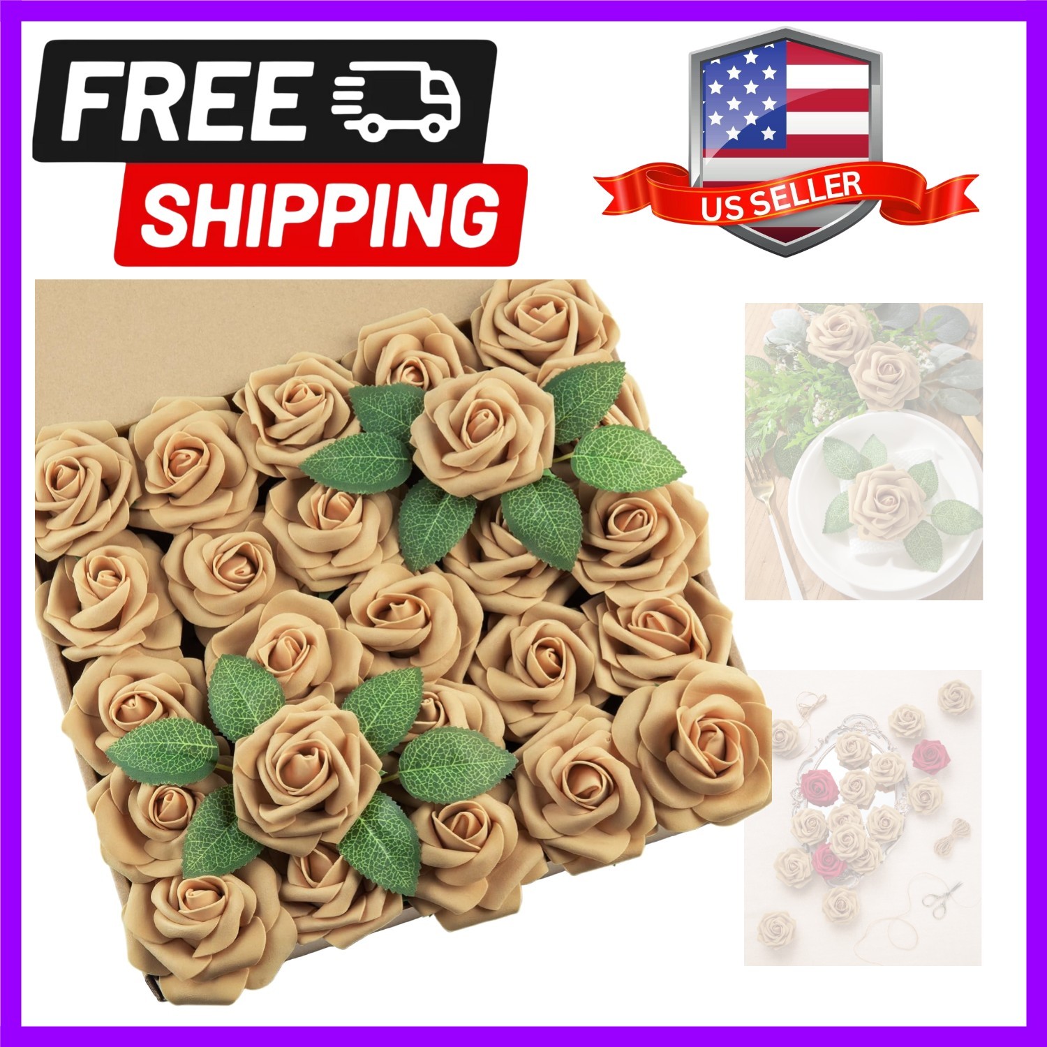 25Pcs Artificial Roses Flowers Fake Roses with Stems Real Touch Foam Flowers …