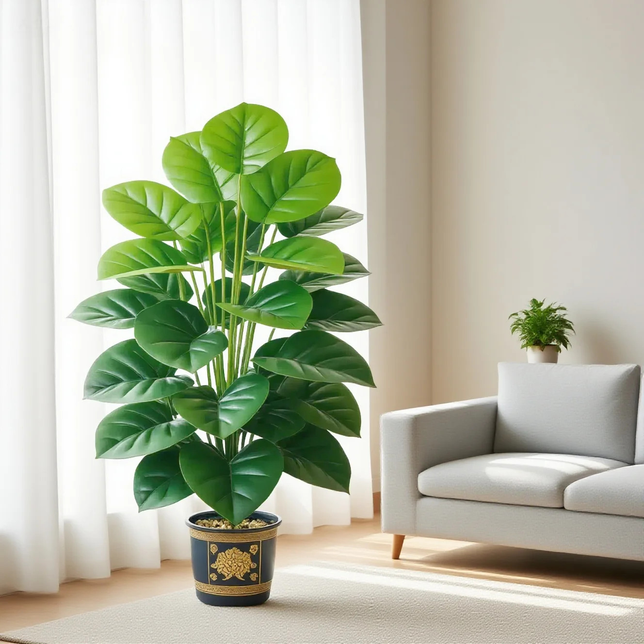 Large Artificial Pothos Plant With 24 Leaves Tall Faux Greenery In Pot Decor NEW
